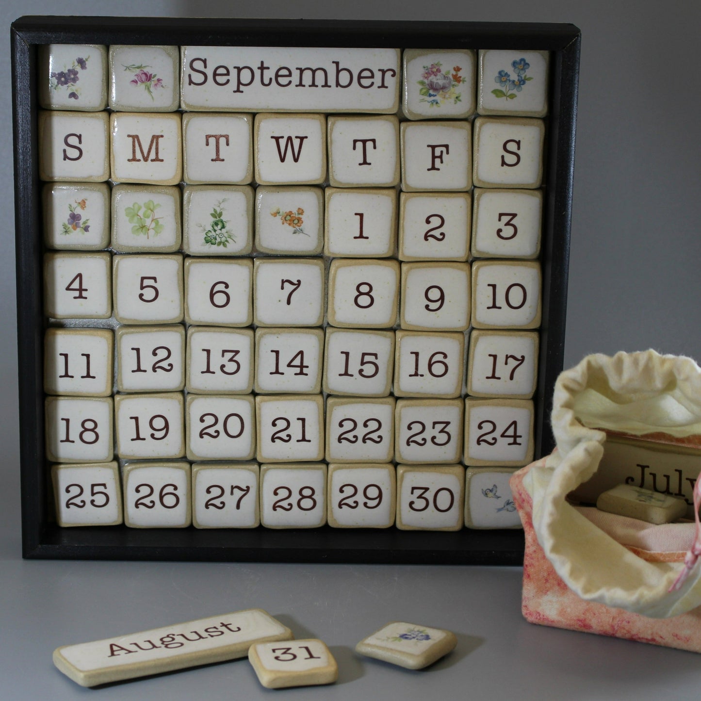 Forever Calendar - Magnetic with Wall Hanger plain wood coloured box